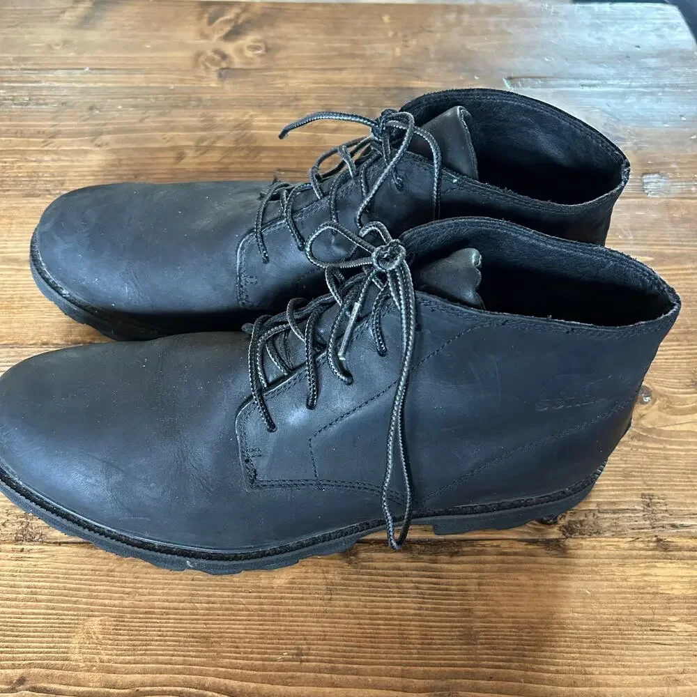 Sorel Mens Size 12 Black Leather Chukka Madson Boots Waterproof Gorpcore Outdoor